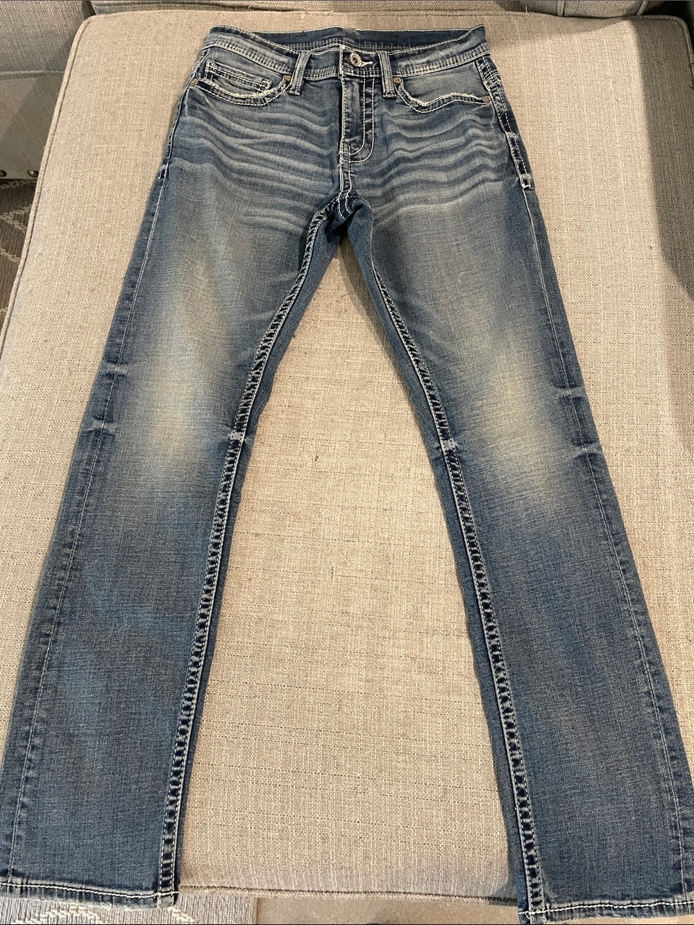 BKE Men's Slim Straight Washed Blue Jeans 28x28